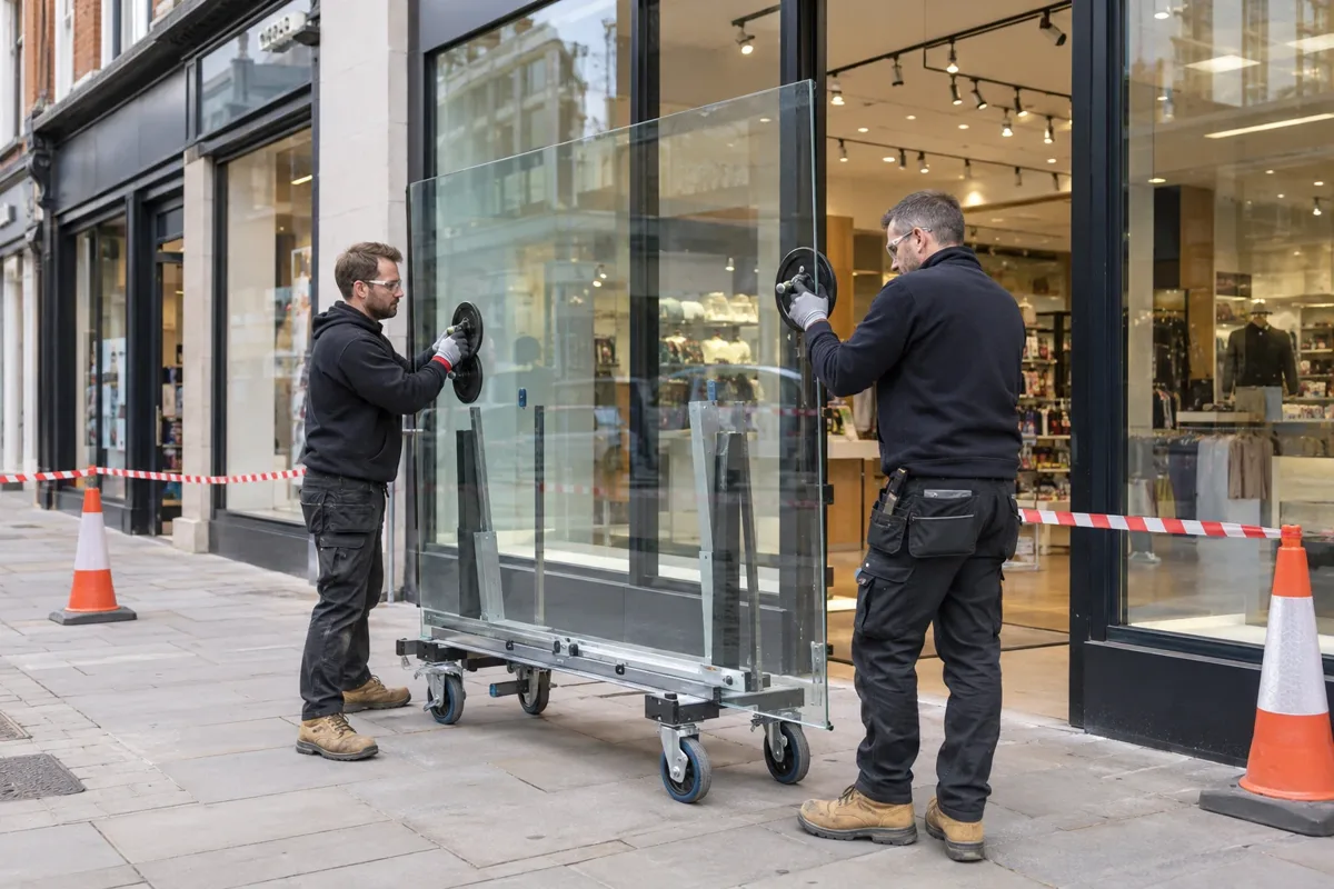 Retail glass replacement at ground level