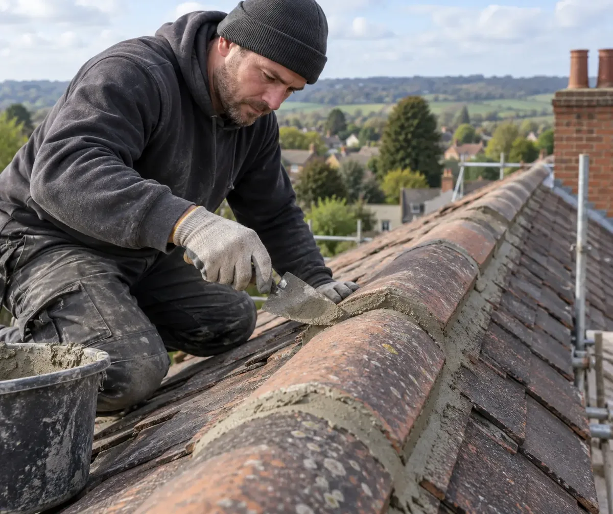Ridge Tile Repairs carried out by a roofing contractor